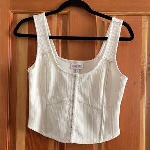 White Ribbed Women's Top